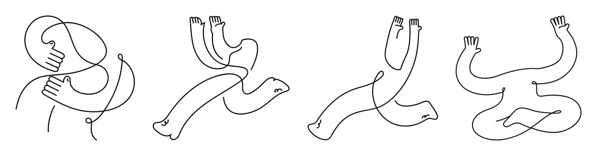 شخصيات شربكة مرسومة بخط واحد متشابك